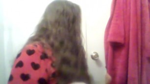 Combing Long Curly Hair with a Wooden Comb